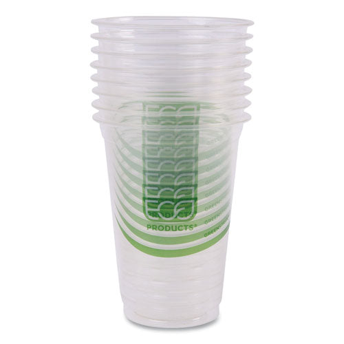 Image of Eco-Products® GreenStripe Renewable and Compostable Cold Cups, 16 oz, Plastic, Clear, 50/Pack, 20 Packs/Carton