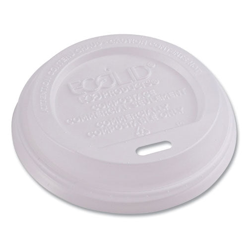 Image of Eco-Products® EcoLid Renewable/Compostable Hot Cup Lids, Fits 8 oz Hot Cups, Plastic, White, 50/Packs, 16 Packs/Carton