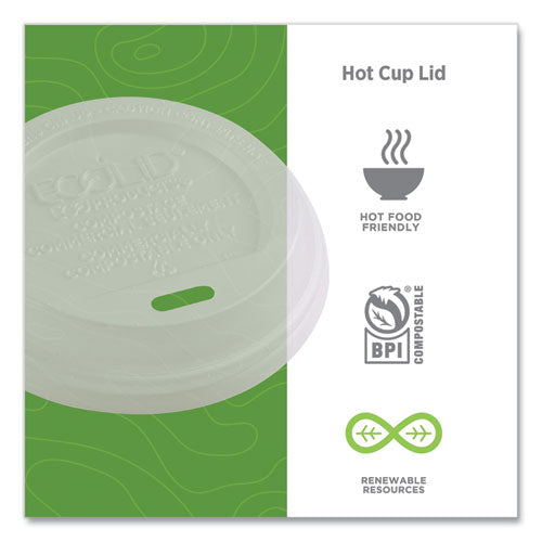Image of Eco-Products® EcoLid Renewable/Compostable Hot Cup Lids, Fits 8 oz Hot Cups, Plastic, White, 50/Packs, 16 Packs/Carton