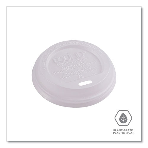 Image of Eco-Products® EcoLid Renewable/Compostable Hot Cup Lids, Fits 8 oz Hot Cups, Plastic, White, 50/Packs, 16 Packs/Carton