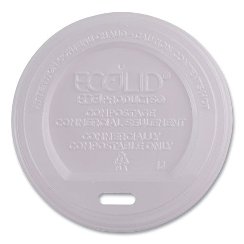 Image of Eco-Products® EcoLid Renewable/Compostable Hot Cup Lids, Fits 8 oz Hot Cups, Plastic, White, 50/Packs, 16 Packs/Carton