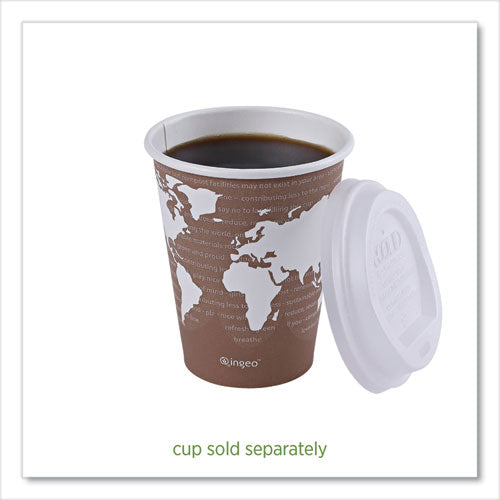 Image of Eco-Products® EcoLid Renewable/Compostable Hot Cup Lids, Fits 8 oz Hot Cups, Plastic, White, 50/Packs, 16 Packs/Carton