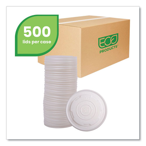 Image of Eco-Products® World Art PLA-Laminated Soup Container Lids, For 12 oz to 32 oz Containers, White, Plastic, 50/Pack, 10 Packs/Carton