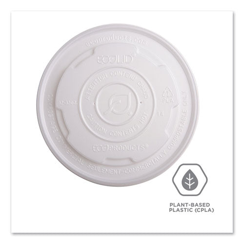 Image of Eco-Products® World Art PLA-Laminated Soup Container Lids, For 12 oz to 32 oz Containers, White, Plastic, 50/Pack, 10 Packs/Carton