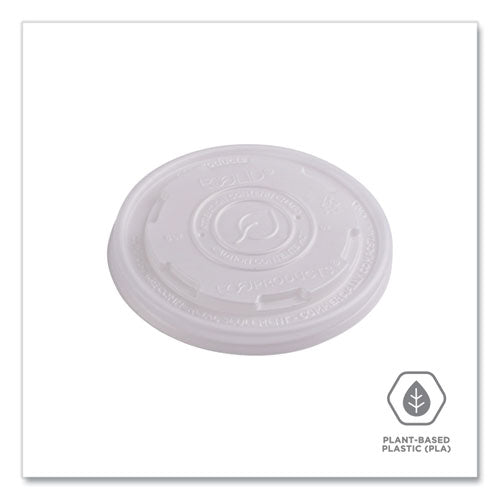 Image of Eco-Products® World Art PLA-Laminated Soup Container Lids, Fits 8 oz, Translucent, Plastic, 50/Pack, 20 Packs/Carton
