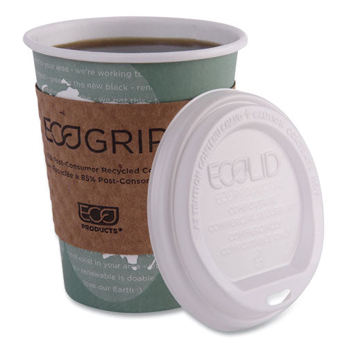 Image of Eco-Products® EcoLid Renewable/Compostable Hot Cup Lids, Fits 10 oz to 20 oz Hot Cups, Plastic, White, 50/Pack, 16 Packs/Carton
