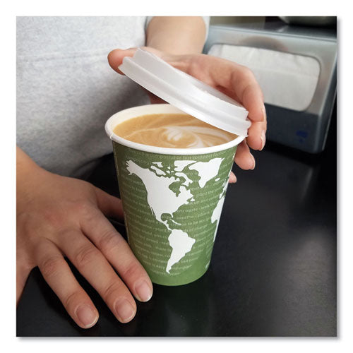 Image of Eco-Products® EcoLid Renewable/Compostable Hot Cup Lids, Fits 10 oz to 20 oz Hot Cups, Plastic, White, 50/Pack, 16 Packs/Carton