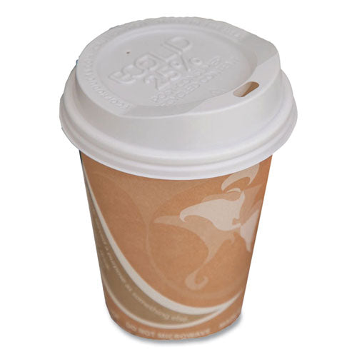 Image of Eco-Products® EcoLid 25% Recycled Content Hot Cup Lid, Fits 8 oz Hot Cups, Plastic, White, 100/Pack, 10 Packs/Carton