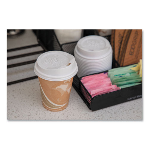 Image of Eco-Products® EcoLid 25% Recycled Content Hot Cup Lid, Fits 8 oz Hot Cups, Plastic, White, 100/Pack, 10 Packs/Carton