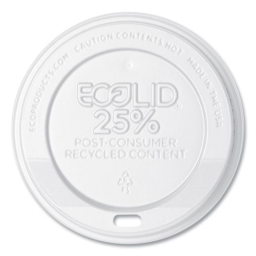 Image of Eco-Products® EcoLid 25% Recycled Content Hot Cup Lid, Fits 10 oz to 20 oz Hot Cups, Plastic, White, 100/Pack, 10 Packs/Carton