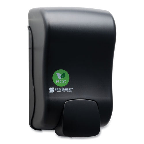Image of San Jamar® ecoLogic Rely Manual Foam Soap and Sanitizer Dispenser, 900 mL, 5,5 x 4,5 x 9.25, Black