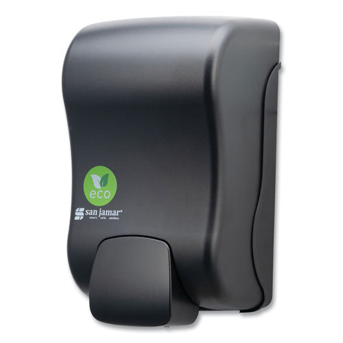 Image of San Jamar® ecoLogic Rely Manual Foam Soap and Sanitizer Dispenser, 900 mL, 5,5 x 4,5 x 9.25, Black