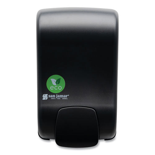 Image of San Jamar® ecoLogic Rely Manual Foam Soap and Sanitizer Dispenser, 900 mL, 5,5 x 4,5 x 9.25, Black