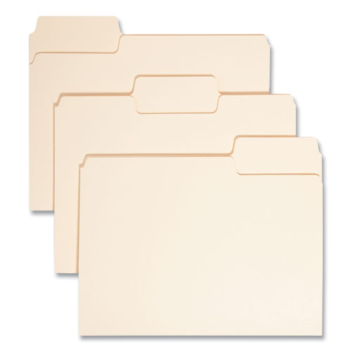 Image of Smead SuperTab Top Tab File Folders, 1/3-Cut Tabs: Assorted, Letter Size, 0.75" Expansion, 14-pt Manila, 50/Box