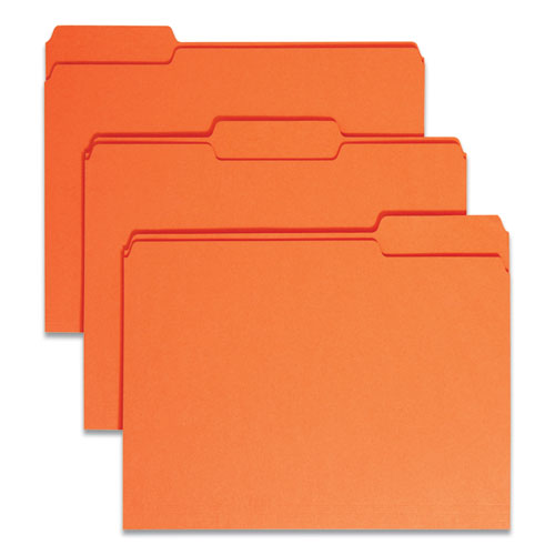 Image of Smead Colored File Folders, 1/3-Cut Tabs: Assorted, Letter Size, 0.75" Expansion, Orange, 100/Box