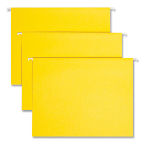 Image of Smead Colored Hanging File Folders with 1/5 Cut Tabs, Letter Size, 1/5-Cut Tabs, Yellow, 25/Box