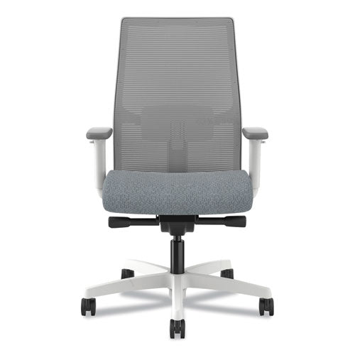 Image of HON® Ignition 2.0 4-Way Stretch Mid-Back Mesh Task Chair, 17" to 21" Seat Height, Basalt Seat, Fog Back, Designer White Base