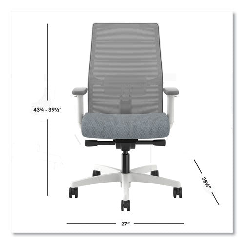 Image of HON® Ignition 2.0 4-Way Stretch Mid-Back Mesh Task Chair, 17" to 21" Seat Height, Basalt Seat, Fog Back, Designer White Base