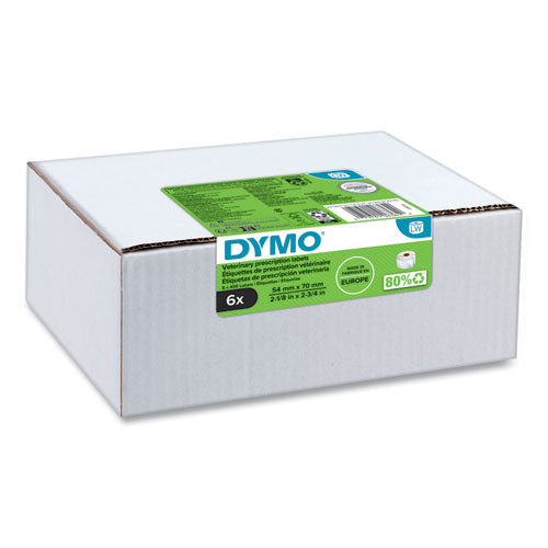 Image of DYMO® Veterinary Prescription Labels for LabelWriter Label Printers, 2.75 x 2.12, Black/White, 400 Labels/Roll, 6 Rolls/Pack