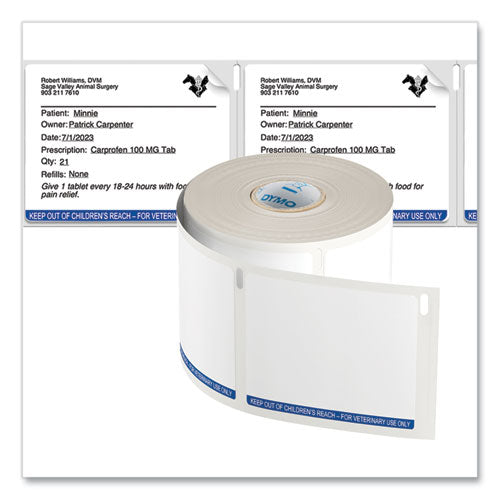 Image of DYMO® Veterinary Prescription Labels for LabelWriter Label Printers, 2.75 x 2.12, Black/White, 400 Labels/Roll, 6 Rolls/Pack