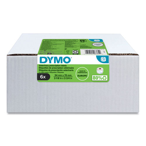 Image of DYMO® Veterinary Prescription Labels for LabelWriter Label Printers, 2.75 x 2.12, Black/White, 400 Labels/Roll, 6 Rolls/Pack