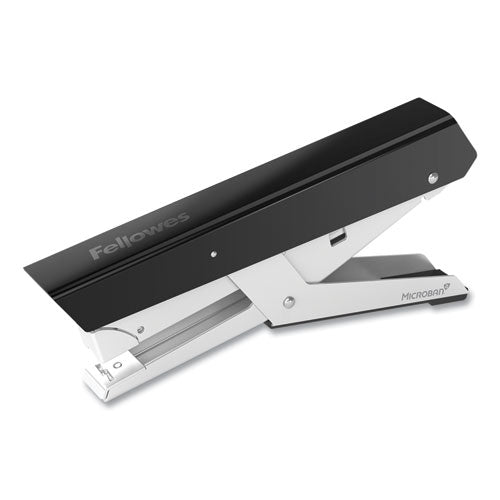 Image of Fellowes® LX890 Handheld Plier Stapler with Antimicrobial Protection, 40-Sheet Capacity, 0.25"/0.31" Staples, Black/White