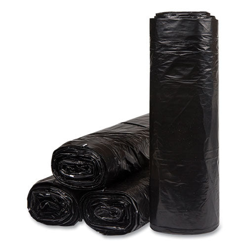 Image of Inteplast Group Low-Density Commercial Can Liners, 60 gal, 1.2 mil, 38" x 58", Black, Interleaved Roll, 10 Bags/Roll, 10 Rolls/Carton