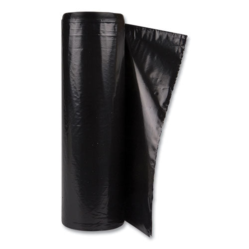 Image of Inteplast Group Low-Density Commercial Can Liners, 60 gal, 1.2 mil, 38" x 58", Black, Interleaved Roll, 10 Bags/Roll, 10 Rolls/Carton