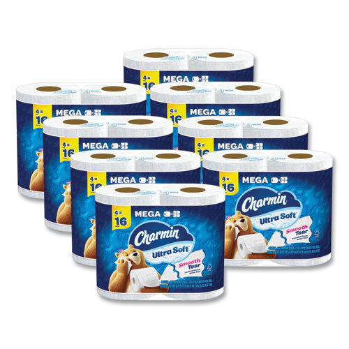 Image of Charmin® Ultra Soft Bathroom Tissue, Mega Roll, Septic Safe, 2-Ply, White, 224 Sheets/Roll, 4 Rolls/Pack, 8 Packs/Carton