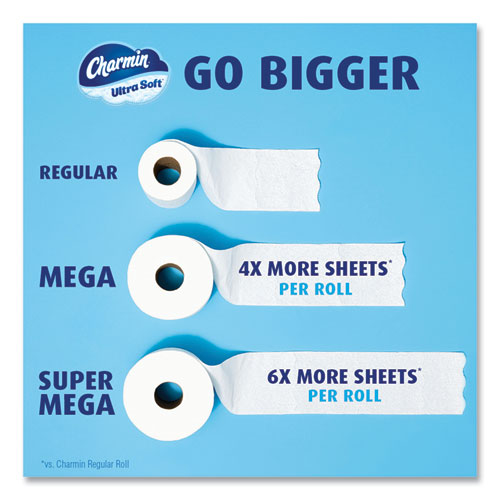 Image of Charmin® Ultra Soft Bathroom Tissue, Mega Roll, Septic Safe, 2-Ply, White, 224 Sheets/Roll, 12 Rolls/Pack, 4 Packs/Carton