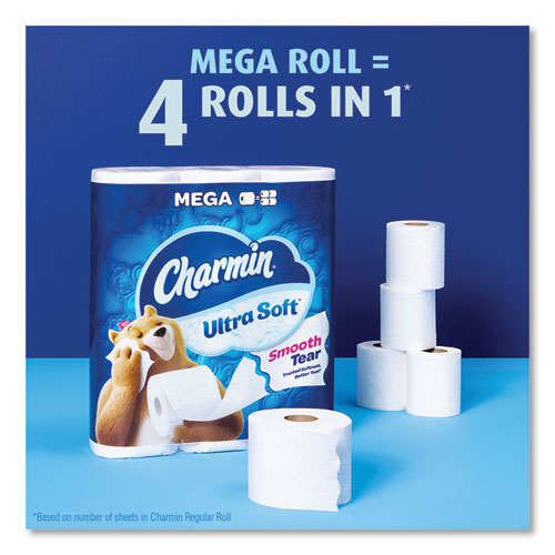 Image of Charmin® Ultra Soft Bathroom Tissue, Mega Roll, Septic Safe, 2-Ply, White, 224 Sheets/Roll, 12 Rolls/Pack