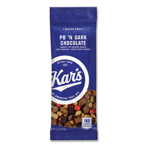 Image of Kar's Trail Mix, Dark Chocolate/Peanut Butter, 1.25 oz Packet, 24/Box