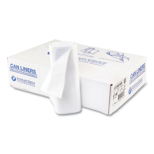 Image of Inteplast Group High-Density Commercial Can Liners, 33 gal, 16 mic, 33" x 40", Clear, Interleaved Roll, 25 Bags/Roll, 10 Rolls/Carton