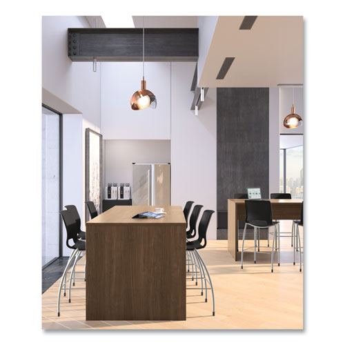 Image of HON® Motivate Four-Leg Cafe Height Stool, Supports Up to 300 lb, 30" Seat Height, Onyx Seat, Onyx Back, Platinum Base