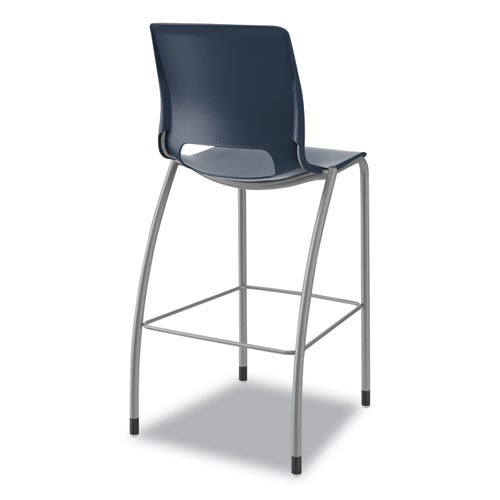 Image of HON® Motivate Four-Leg Cafe Height Stool, Supports Up to 300 lb, 30" Seat Height, Regatta Seat, Regatta Back, Platinum Base