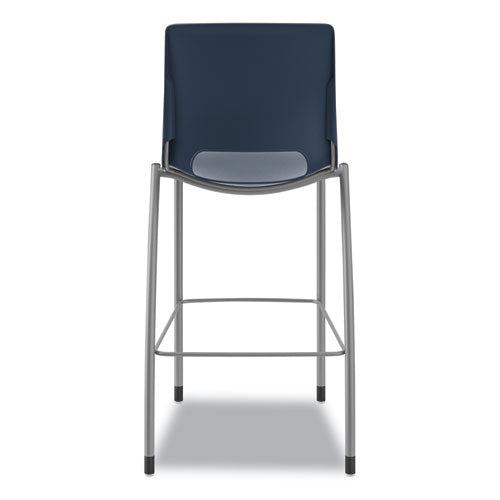 Image of HON® Motivate Four-Leg Cafe Height Stool, Supports Up to 300 lb, 30" Seat Height, Regatta Seat, Regatta Back, Platinum Base