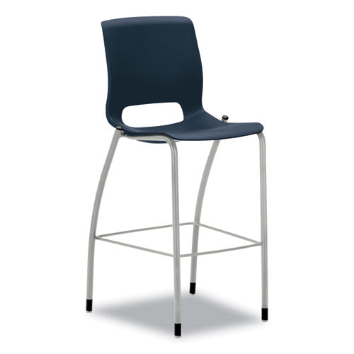 Image of HON® Motivate Four-Leg Cafe Height Stool, Supports Up to 300 lb, 30" Seat Height, Regatta Seat, Regatta Back, Platinum Base