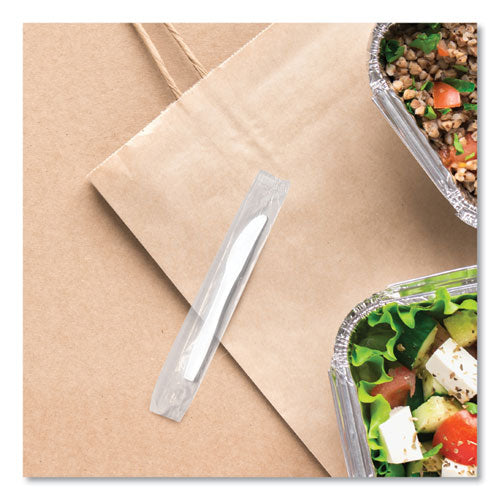 Image of SOLO® Regal Mediumweight Cutlery, Individually Wrapped, Knife, Plastic, White, 1,000/Carton
