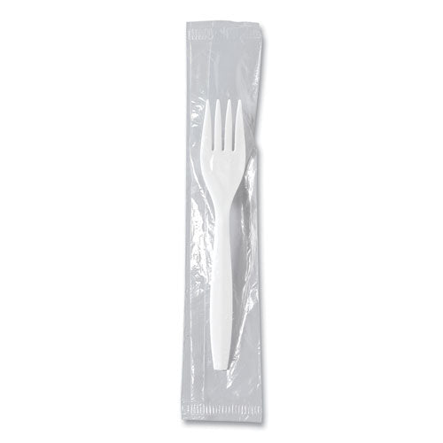 Image of SOLO® Regal Mediumweight Cutlery, Individually Wrapped, Fork, Plastic, White, 1,000/Carton