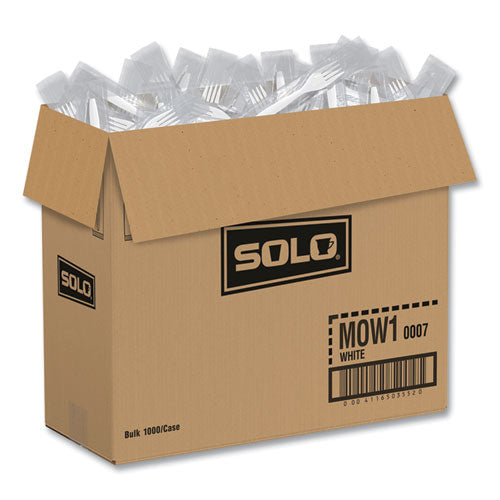 Image of SOLO® Regal Mediumweight Cutlery, Individually Wrapped, Fork, Plastic, White, 1,000/Carton