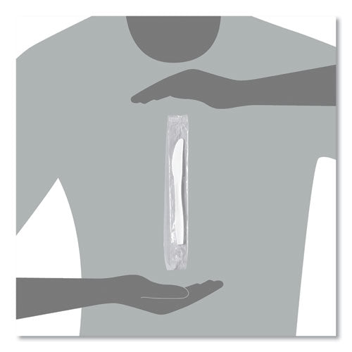 Image of SOLO® Regal Mediumweight Cutlery, Individually Wrapped, Knife, Plastic, White, 1,000/Carton