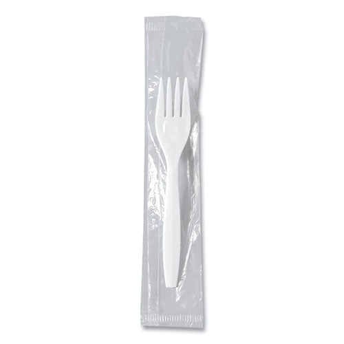 Image of SOLO® Regal Mediumweight Cutlery, Individually Wrapped, Fork, Plastic, White, 1,000/Carton