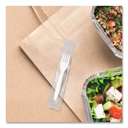 Image of SOLO® Regal Mediumweight Cutlery, Individually Wrapped, Fork, Plastic, White, 1,000/Carton