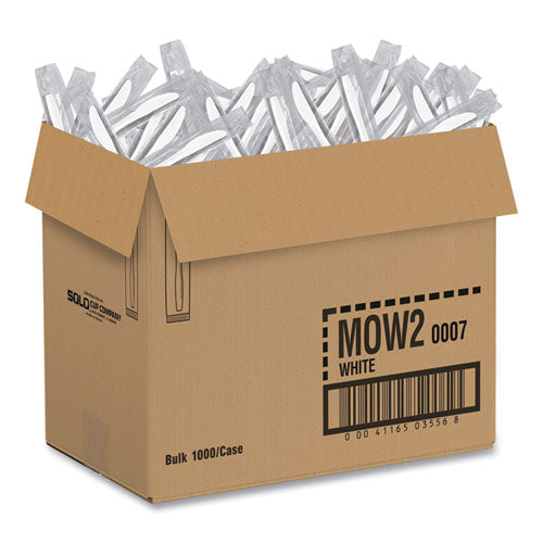 Image of SOLO® Regal Mediumweight Cutlery, Individually Wrapped, Knife, Plastic, White, 1,000/Carton