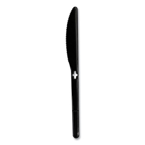 Image of WeGo WeGo Polystyrene Utensils, Knife, Plastic, Black, 1,000/Carton