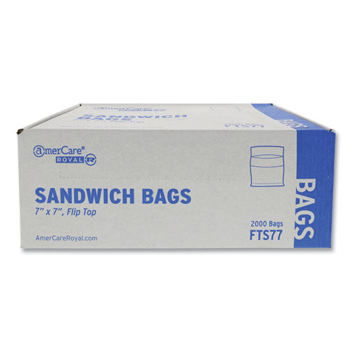 Image of AmerCareRoyal® Flip Top Bag, 7" x 7", Clear, 2,000/Carton