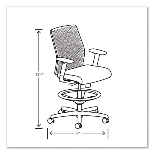 Image of HON® Ignition 2.0 ReActiv Low-Back Task Stool, 22.88" to 31.75" Seat Height, Elysian Seat, Charcoal Back, Black Base