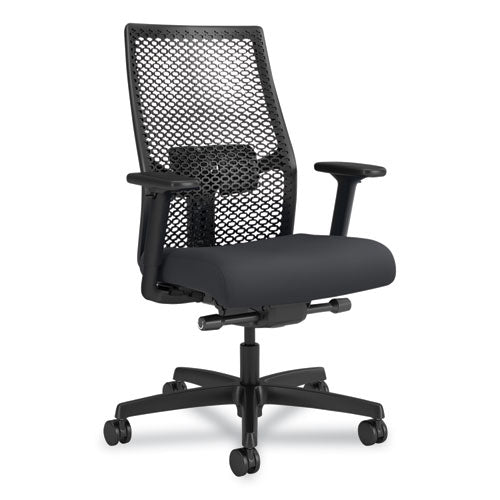 Image of HON® Ignition 2.0 ReActiv Mid-Back Task Chair, 17.25" to 21.75" Seat Height, Basalt Vinyl Seat, Charcoal Back, Black Base