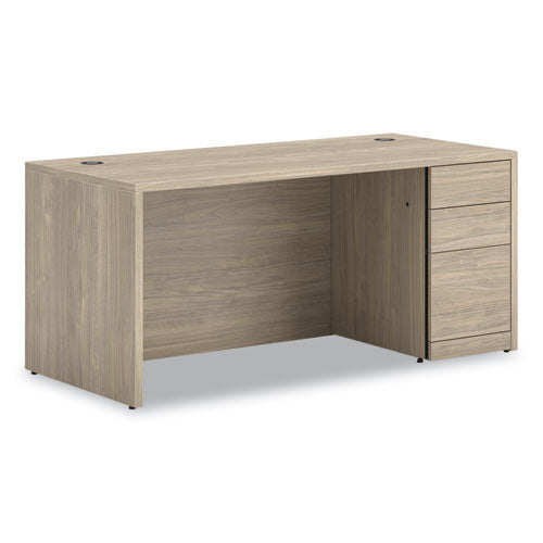 Image of HON® 10500 Series Single Pedestal Desk, Right Pedestal: Box/Box/File, 66" x 30" x 29.5", Kingswood Walnut