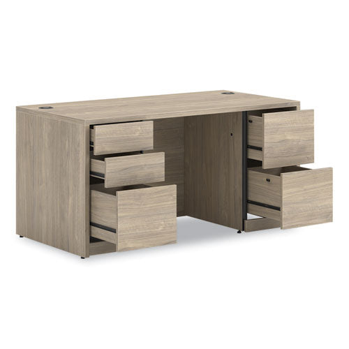 Image of HON® 10500 Series Double Pedestal Desk with Full Pedestals, 60" x 30" x 29.5", Kingswood Walnut